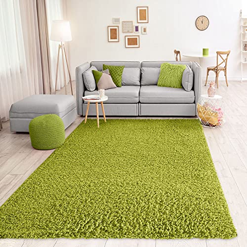 VIMODA Teppich Prime Shaggy Hochflor Langflor Einfarbig Modern Grün für Wohnzimmer, Schlafzimmer, küche, Maße:200x280 cm VIMODA Teppich Prime Shaggy Hochflor Langflor Einfarbig Modern Grün für Wohnzimmer, Schlafzimmer, küche, Maße:200x280 cm von VIMODA