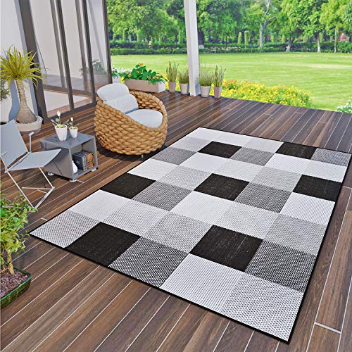 VIMODA Robuster In- und Outdoor Flachgewebe Balkon Terrasse Küchenteppich, Maße:120x160 cm von VIMODA