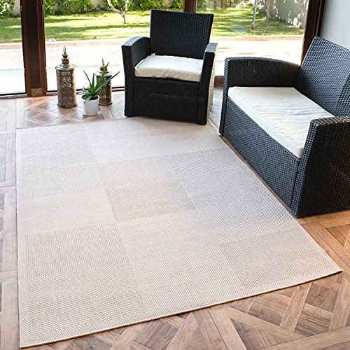 VIMODA Robuster In- und Outdoor Flachgewebe Terrassen Teppich Natur Look In Beige, Maße:160x220 cm von VIMODA