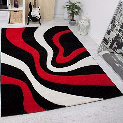 VIMODA Moderne Designer Teppiche Verschiedene Muster Lila Rot Grau Schwarz Weiss 160x230 cm von VIMODA