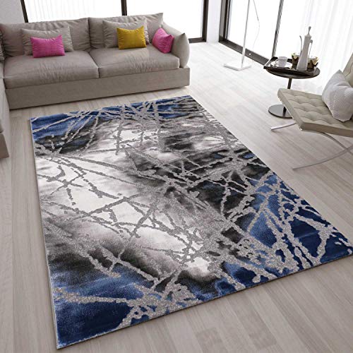 VIMODA Teppich Abstrakt Used Optik in Blau Grau, Maße:120x170 cm von VIMODA