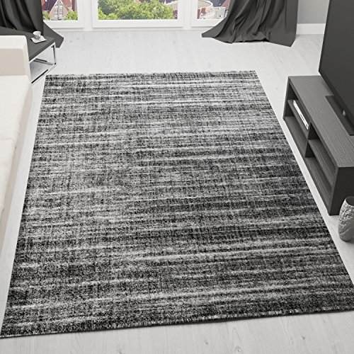 VIMODA Teppich Anthrazit Modern Schwer Dichter Hoher Flor Mehrfarbige Melierung mit Used Optik, Maße:120x170 cm von VIMODA