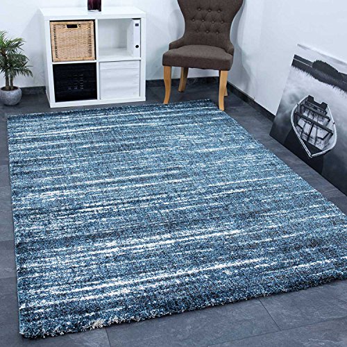 VIMODA Teppich Blau Meliert Dicht Gewebt Qualität Pflegeleicht Wohn Schlaf Zimmer, Maße:80x300 cm von VIMODA