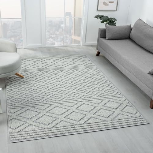 VIMODA Teppich Boho Hochflor Wohnzimmer, Schlafzimmer, Küche, Flur, Waschbarer Teppich 3D, Farbe:405Grau, Maße:160x230 cm VIMODA Teppich Boho Hochflor Wohnzimmer, Schlafzimmer, Küche, Flur, Waschbarer Teppich 3D, Farbe:405Grau, Maße:160x230 cm von VIMODA