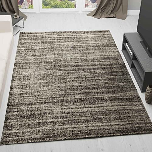 VIMODA Teppich kurzflor Modern dichter melierter Braun Weiß für Wohnzimmer, Schlafzimmer, kinderzimmer, Maße:120x170 cm von VIMODA