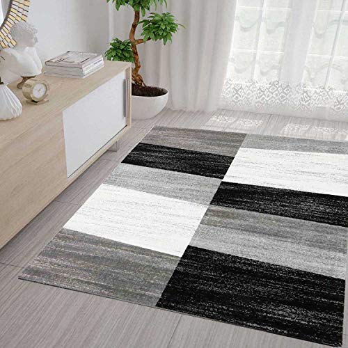 VIMODA Teppich Geometrisches Kachel Muster Meliert in Grau Weiß und Schwarz, Maße:80x150 cm VIMODA Teppich Geometrisches Kachel Muster Meliert in Grau Weiß und Schwarz, Maße:80x150 cm von VIMODA