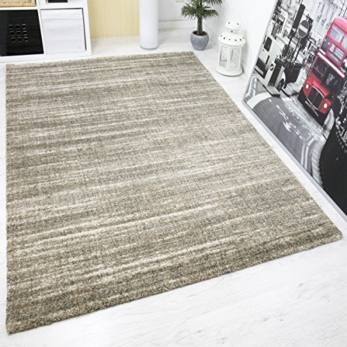 VIMODA Teppich Hochwertig Schlaf- und Wohnzimmer Beige Modern Dichter Hoher Flor Mehrfarbige Melierung mit Used Optik, Maße:120x170 cm von VIMODA