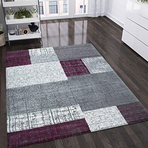 VIMODA Teppich Kurzflor in Lila Grau Weiß, Maße:120x170 cm von VIMODA