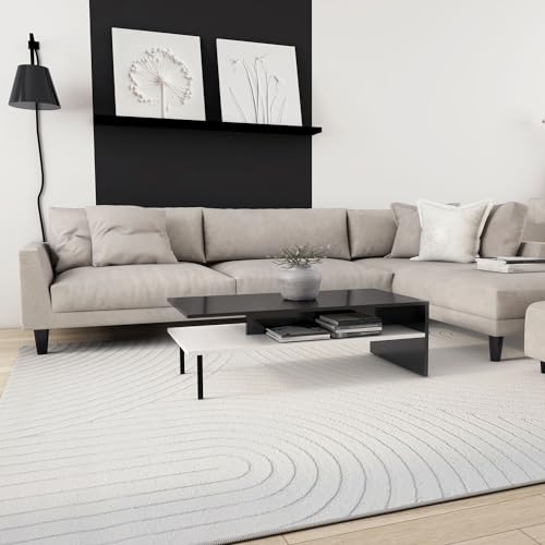 VIMODA Teppich Modern Wohnzimmer Kurzflor Läufer 3D Hoch&Tief Effekt Weich Pflegeleicht Muster, Maße:120x170 cm von VIMODA