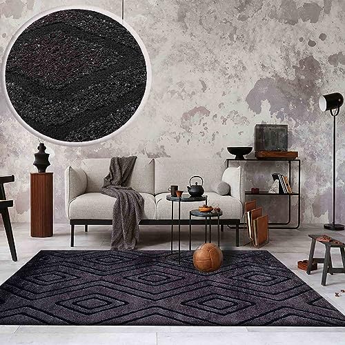 VIMODA Teppich Modern Super Weich Wohnzimmer Teppich, 3D Effekt, Skandinavisch, Farbe:Anthrazit, Maße:160x230 cm von VIMODA