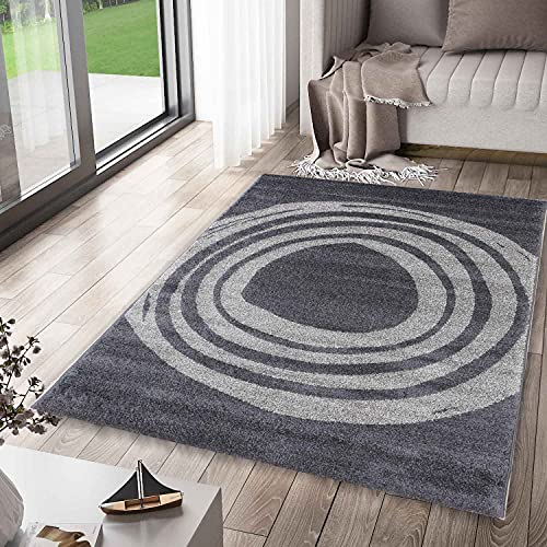 VIMODA Teppich Modern Wohnzimmer Schlafzimmer Grau Melliert Kurzflor Teppich, Maße:80 x 150 cm von VIMODA