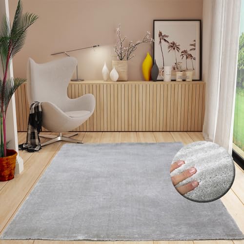 VIMODA Teppich Super Qualität Weicher Touch für Wohnzimmer, Kinderzimmer, Schlafzimmer, Farbe:Grau, Maße:120x170 cm von VIMODA