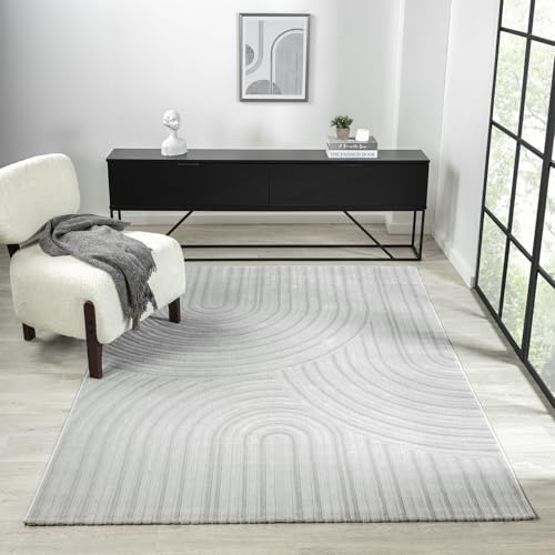 VIMODA Teppich Wohnzimmer Kurzflor Schlafzimmer Wellen Hochtief-Muster/Boho Sakndi, Farbe:L.Grey, Maße:200x290 cm VIMODA Teppich Wohnzimmer Kurzflor Schlafzimmer Wellen Hochtief-Muster/Boho Sakndi, Farbe:L.Grey, Maße:200x290 cm von VIMODA