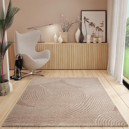 VIMODA Teppich Wohnzimmer Modern Boho Muster Super Weich Qualitativ Skandinavisch, Farbe:Sand, Maße:80x150 cm von VIMODA