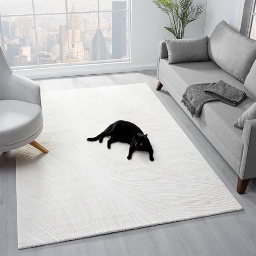 VIMODA Teppich Wohnzimmer Teppich Schlafzimmer, Flur, küche Kurzflor Boho Design Unifarbe Hoch-Tief-Effekt Modern 3D Weich, Farbe:Creme, Maße:160x230 cm VIMODA Teppich Wohnzimmer Teppich Schlafzimmer, Flur, küche Kurzflor Boho Design Unifarbe Hoch-Tief-Effekt Modern 3D Weich, Farbe:Creme, Maße:160x230 cm von VIMODA