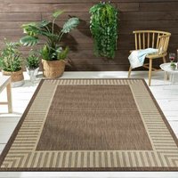 Vimoda - In- und Outdoor Teppich Terrassen & Balkon Küche Wohnzimmer Teppich Bordüre ,Beige, 120x160 cm von VIMODA