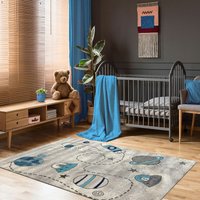 Vimoda - Kinderteppich Kinderzimmer Teppich Baby Grau kinderteppich Kinderteppich Kinderzimmer Teppich Kurzflor Baby Grau Jungen&Mädchen,80x150 cm von VIMODA