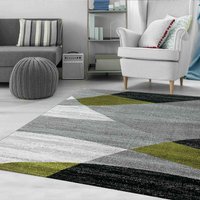 Milano9118 Grün Moderner Designer Teppich Geometrisches Muster Meliert von VIMODA