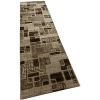 Teppich Kurzflor Modern Kariert Retro geometrisches Muster Meliert Braun Beige für Wohnzimmer, Schlafzimmer,80 x 300 cm von VIMODA