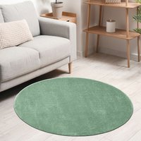 Teppich rund Wohnzimmer Kurzflor Einfarbig für Schlafzimmer kinderzimmer weich Rund,Grün, 120 cm Round von VIMODA