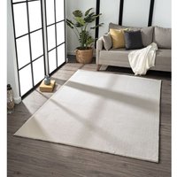 Waschbarer Teppich Schlafzimmer Wohnzimmer Kurzflor rutschfest flauschig weich modern Einfarbig,Creme, ø 120 cm Rund von VIMODA