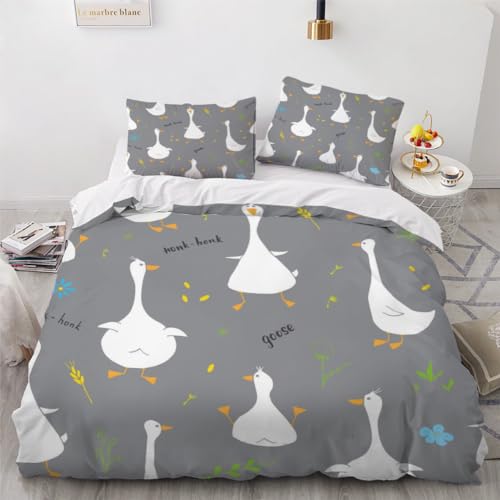 VIMOOR Kinderbettwäsche 135x200 Ente Mikrofaser Bettwäsche-Sets 3teilig Kawaii Tiere Jungen Mädchen 3D Atmungsaktive Bügelfrei Bettbezug mit Reißverschluss und 2 Kissenbezüge 80x80 Winter von VIMOOR