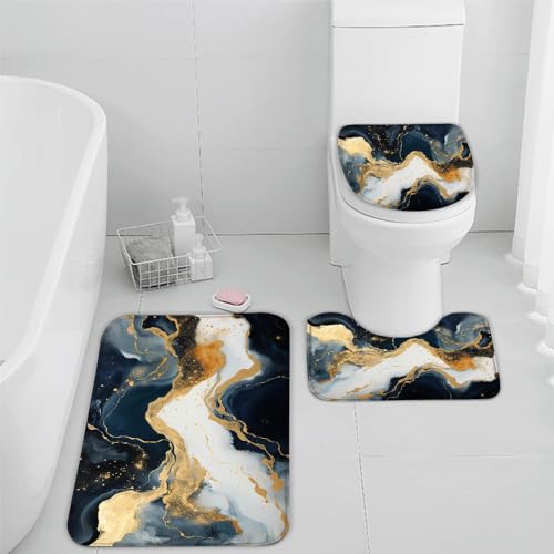 VIMOOR Marmor Badezimmerteppich Bunt Abstrakt Badematte rutschfest 3-teiliges Weiche Mikrofaser Badvorleger Schnelltrocknende Absorbierender Badteppich Waschbar Duschvorleger Bath Mat,40 x 60 cm von VIMOOR