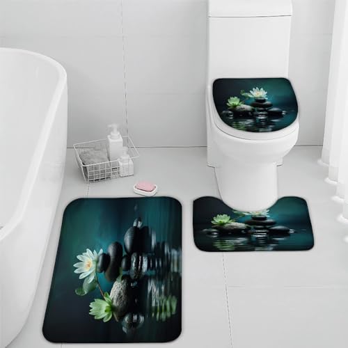 VIMOOR Zen Badezimmerteppich Gardenie Badematte rutschfest 3-teiliges Weiche Mikrofaser Badvorleger Schnelltrocknende Absorbierender Badteppich Waschbar Duschvorleger Bath Mat,40 x 60 cm von VIMOOR