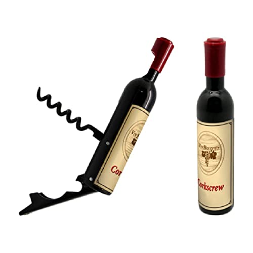 Vin Bouquet FID 313 Flaschenöffner Mini Flasche, ABS und SS, schwarz und bordeaux, 13 x 2.5 x 2.5 cm von Vin Bouquet