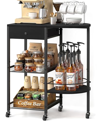 VINAEMO Kaffee-Bar-Station mit Rollen, Kaffeewagen mit Schublade von VINAEMO