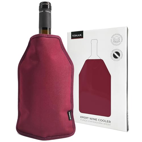 VINAK - Kühlhülle für Weinflaschen XPERT | Weinkühler mit hochwertigem No-Frost-Gel | Hergestellt aus 5 Isolierschichten | Anti-Fall-Gummiband an der Unterseite (Bordeaux) von VINAK