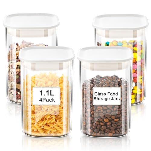 VINATO Vorratsgläser mit Deckel 4er Set, Luftdichte Aufbewahrungsgläser für Mehl, Gewürze, Müsli & Kaffee, Aufbewahrungsbox Küche, Spülmaschinenfest, (4 x 1,1L) VINATO Vorratsgläser mit Deckel 4er Set, Luftdichte Aufbewahrungsgläser für Mehl, Gewürze, Müsli & Kaffee, Aufbewahrungsbox Küche, Spülmaschinenfest, (4 x 1,1L) von VINATO