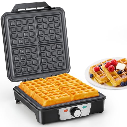 VINATO Waffeleisen, Belgisches Waffeleisen für 4 Waffeln, Schnelle und Stabile Wärme, Waffeln Maschine mit Antihaftbeschichtung von Heizplatten, Stufenlose Temperaturregulierung, Leicht Zu Lagern VINATO Waffeleisen, Belgisches Waffeleisen für 4 Waffeln, Schnelle und Stabile Wärme, Waffeln Maschine mit Antihaftbeschichtung von Heizplatten, Stufenlose Temperaturregulierung, Leicht Zu Lagern von VINATO