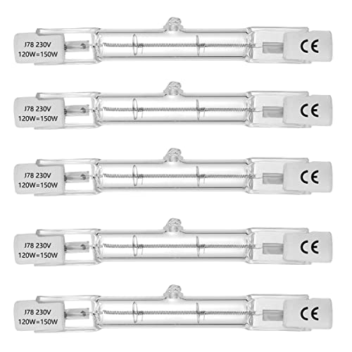 VINBE ECO HaloLine Halogenröhre, Sockel R7S, T3 Halogenröhrenlampe, 230V, 120W =150W, 78 mm, warmweiß - 2800K (5 Stück) von VINBE