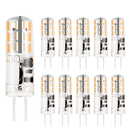 G4 LED Glühlampe, AC/DC 12V, 2W, entspricht 20W Halogen glühlampen, superhell, nicht dimmbar, Warmweiß (3000K, 10pack) von VINBE