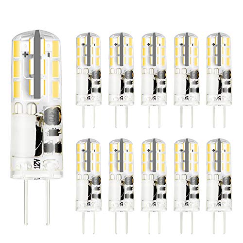 VINBE G4 LED Glühlampe, AC/DC 12V, 2W, entspricht 20W Halogen glühlampen, superhell, nicht dimmbar, Weiß (6000K, 10pack) von VINBE