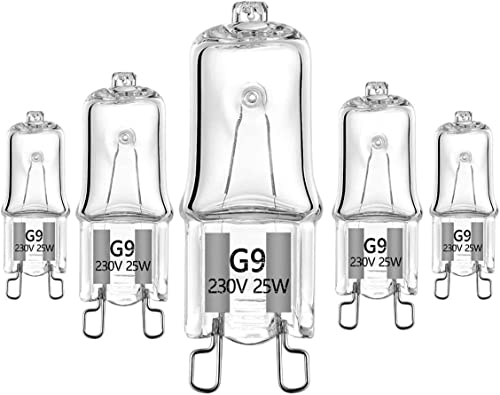 Specail G9 Halogenlampe für Mikrowelle, Herd, Backofen, 230 V, 25 W, Halogenlampe (5 Stück) von VINBE