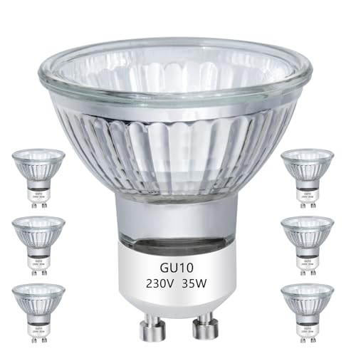 VINBE 50W GU10 Halogen Glühbirne, Gu10 Scheinwerfer Glühbirne 2 Pin 38° Strahl Dimmbar für Glühbirnen Glasabdeckung für Range Hood Glühbirnen, 2800K Warmweiß, 6 Stück von VINBE