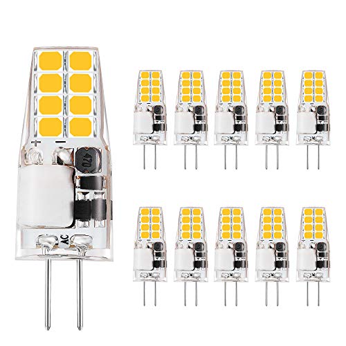VINBE G4 LED Lampen,3 W, entspricht 35 W Halogen lampen, 12 V AC/DC, 350 Lumen, flackerfrei, nicht dimmbar, G4 Licht, Lampen mit Steck sockel, warmweiß (3000 K, 10 Pcs) von VINBE