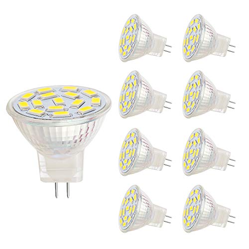 VINBE 8 Stück MR11 LED Lampen, GU4.0 Sockel, 3,5 W entsprechend 25-35 W Halogen lampen, 12 V AC/DC, 350LM, 120 ° Flutlicht Weiß 6000K, Durchmesser 35mm von VINBE