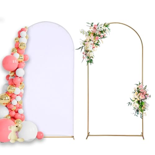 2M Hochzeit Bogen Stehen und Hintergrund Abdeckung Set, Metall Gold Bogen, Spandex Bogen Abdeckung, für Geburtstagsparty, Baby-Dusche, Graduation Party, Dekoration von VINCIGANT