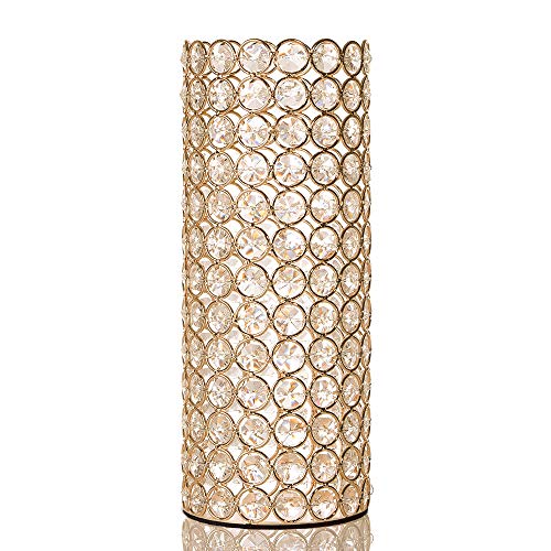 VINCIGANT Deko Vase Gold Kerzenhalter, Goldene Vase Dekoration Wohnung Hochzeit, Kristall 10.5 cm x 26.5 cm von VINCIGANT