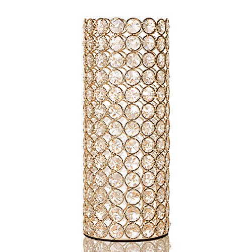 VINCIGANT Deko Vase Gold Kerzenhalter, Goldene Vase Dekoration Wohnung Hochzeit, Kristall 10.5 cm x 26.5 cm von VINCIGANT