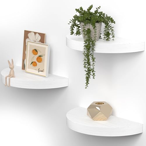 VINCOURNA 3er-Set Wandregal, 39CM(B) Rustikal Regalbrett Holz, Regalboden zum Aufhängen, Schweberegal für Bad, Badezimmer, Küche, Büro, Kinderzimmer, Wohnzimmer, Deko Wandbrett -Weiß von VINCOURNA
