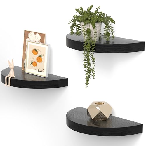 VINCOURNA 3er-Set Wandregal, 39CM(B) Rustikal Regalbrett Holz, Regalboden zum Aufhängen, Schweberegal für Bad, Badezimmer, Küche, Büro, Kinderzimmer, Wohnzimmer, Deko Wandbrett - Schwarz von VINCOURNA