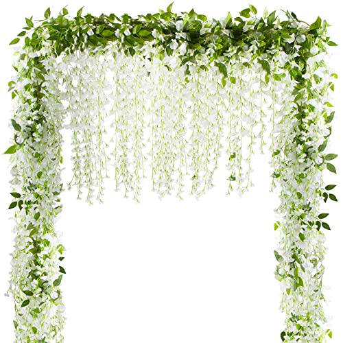 VINFUTUR 2×200cm Kunstblumen Wisteria Künstliche Glyziniengirlande Künstliche Wisteria Künstliche Blumengirlande Blauregen für Hochzeit Party Home Gartendeko von VINFUTUR