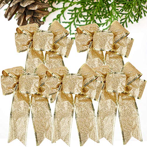 VINFUTUR 5 Pcs Weihnachtsschleifen Groß Weihnachtsbaum Bogen Schleife Weihnachtsbaumschmuck für Weihnachtsdeko Weihnachten Baum Weihnachtskranz Hochzeit Auto Hängende Dekoration von VINFUTUR