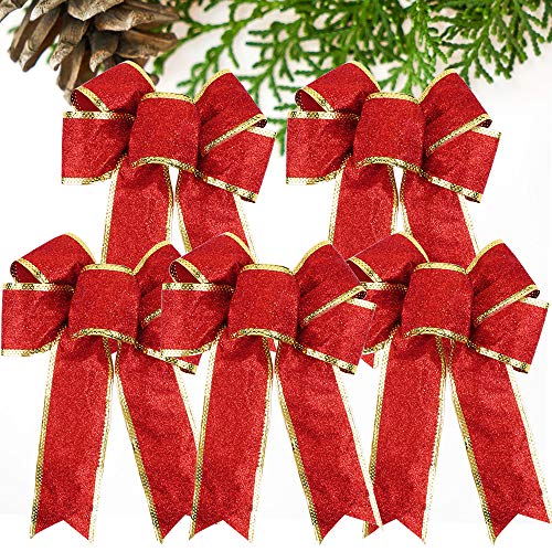 VINFUTUR 5 Pcs Weihnachtsschleifen Groß Weihnachtsbaum Bogen Schleife Weihnachtsbaumschmuck für Weihnachtsdeko Weihnachten Baum Weihnachtskranz Hochzeit Auto Hängende Dekoration von VINFUTUR