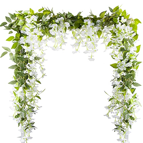 VINFUTUR 5×200cm Kunstblumen Glyzinien Künstliche Glyziniengirlande Künstliche Blumengirlande Wisteria Hängende Künstliche Blumen Blauregen für Zuhause Hochzeit Party Garten Dekoration von VINFUTUR