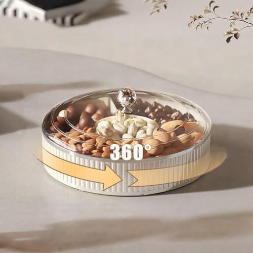 Snack-Serviertablett, geteiltes Serviertablett mit Deckel, Snack-Serviertabletts für Partys, 5 Unterteilungen, stapelbares Trockenobst-Tablett, 360° drehbare Snack-Tabletts für Party, für getrocknete von VINGAA